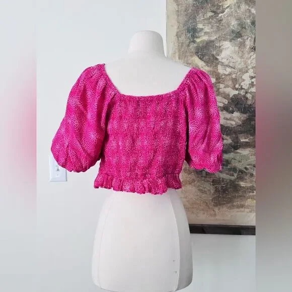 Anthropologie Banjanan Agatha Crop Top in Pink Size Large $185 - Picture 4 of 14